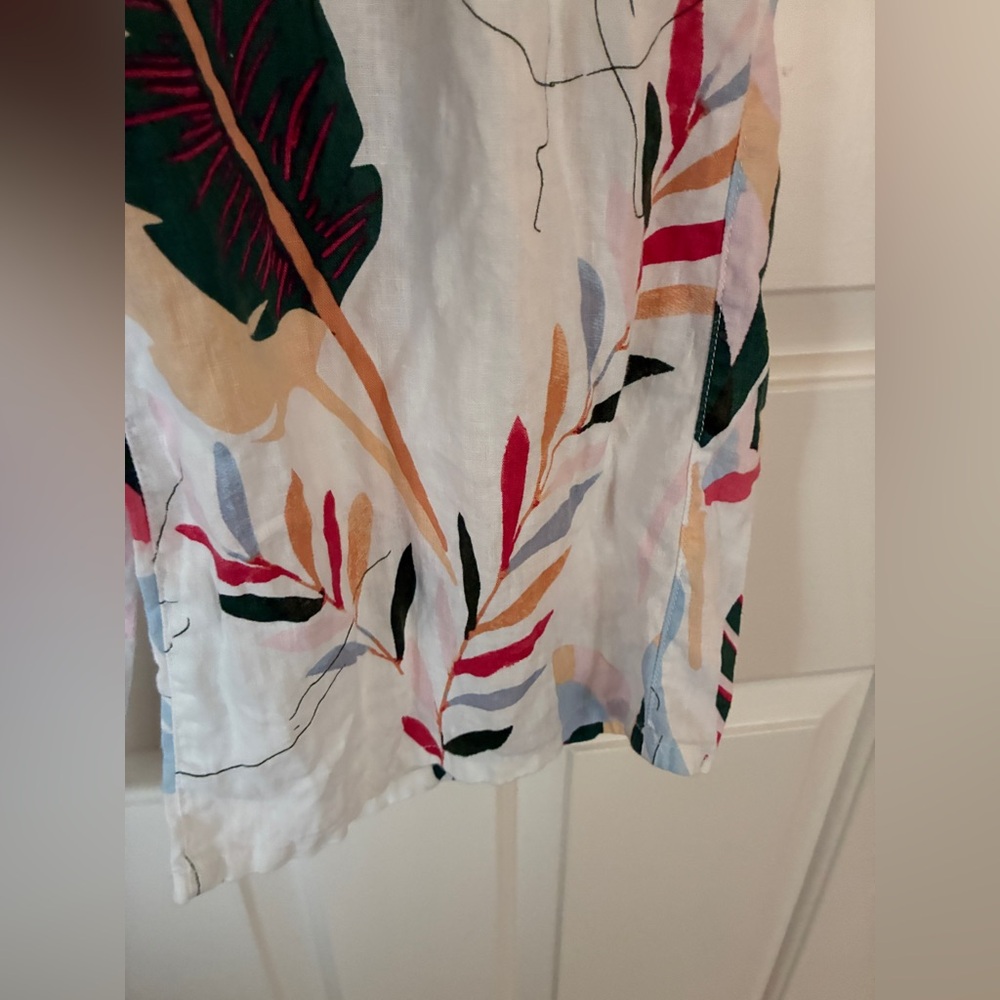 100% Line Women's White Tropical Print Wide leg pants - Picture 6 of 11
